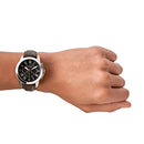Quartz Stainless Steel and Leather Chronograph Watch, Color: Silver, Brown