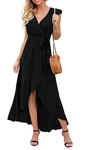 Women's Summer Casual Cross V Neck Dress Bohemian Flowy