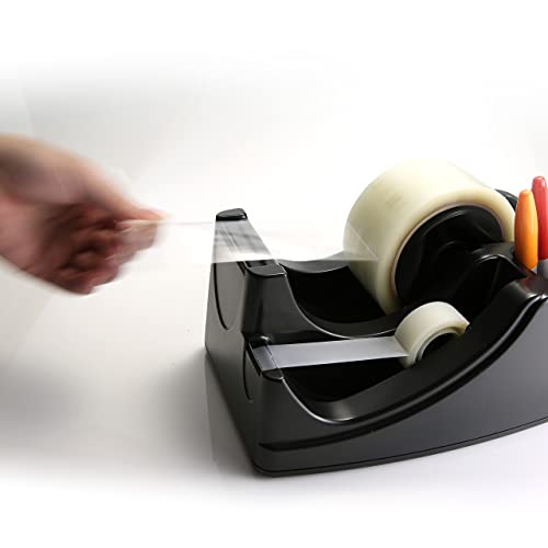 Recycled 2-in-1 Heavy Duty Tape Dispenser, 1" and 3" Cores, Black