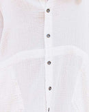 Women's Long Sleeve Button Down Tunic Dresses with Pockets,L,White