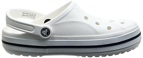 Crocs Unisex-Adult Bayaband Clogs, White/Navy, 6 Men/8 Women