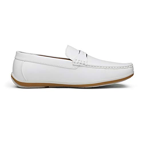 Bruno Marc Men's BUSH-01 White Driving Loafers Moccasins Shoes - 9.5 M US