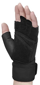 Pro Wristwrap Weightlifting Gloves, Large, Black