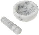 Marble Mortar and Pestle, 3.75", White/Gray
