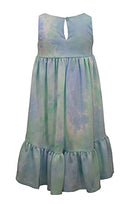 Girl's Dress - Blue Green Tie Dye for Toddler and Little Girls (6X)