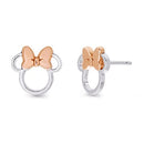 Minnie Silhouette Stud Earrings, Two Tone, Sterling Silver