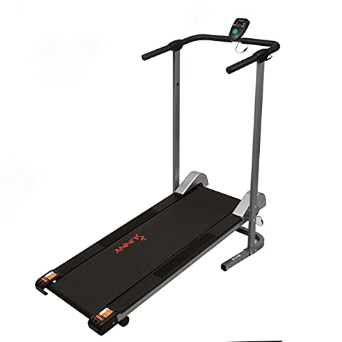 Sunny Health & Fitness SF-T1407M Foldable Manual Walking Treadmill, Gray