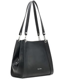 Calvin Klein Reyna Novelty Triple Compartment Shoulder Bag, Black/Silver Combo
