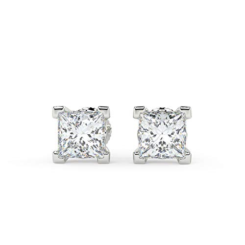 Certified 2.0 Cttw Near Colorless Square Princess Diamond Earrings