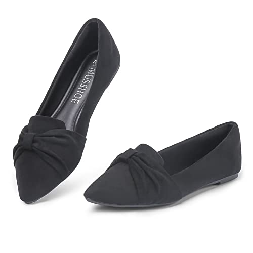 Flat Shoes Women Pointed Toe Comfortable Slip on Women's Flats Shoes, Black Knot 9