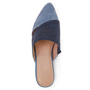 Womens Pointed Toe Mules Flats Cutout Backless Chunky Heels Slides Sandals