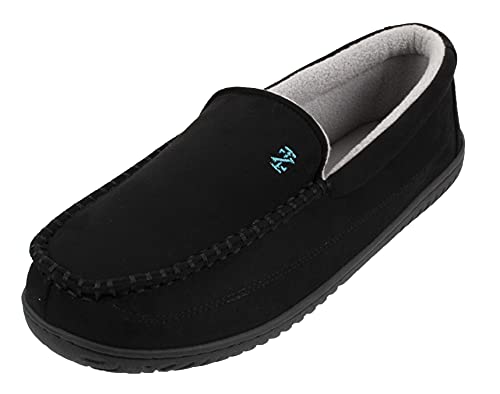 Men's Classic Two-Tone Moccasin Slipper, Winter Warm Slippers with Memory Foam