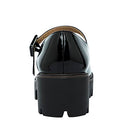 Women's Round Toe Ankle S Low Heel Chunky Shoes Black