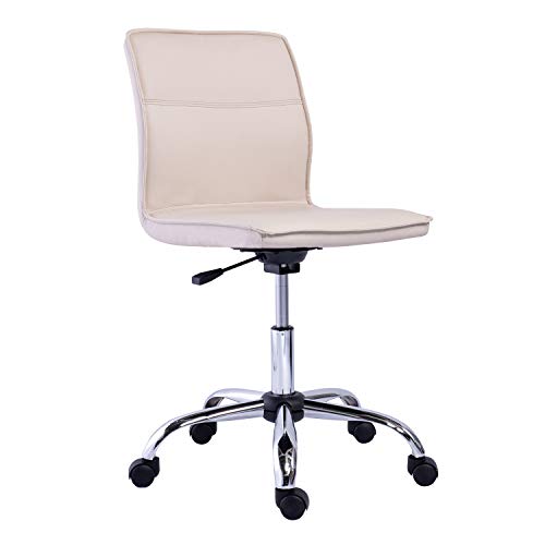 Armless Office Desk Chair - Height Adjustable, 360-Degree Swivel, 275Lb Capacity