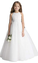 Chiffon Tulle Flower Girl Dress Junior Bridesmaid Dresses for Wedding Party Aline