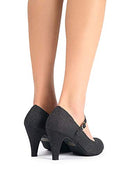 Heels for Women - Round Toe Scalloped Edge Retro Mary Jane Pumps