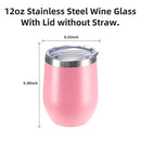12OZ Stainless Steel Wine Tumbler with lid. Stemless Double Wall Insulated Wine Tumbler.