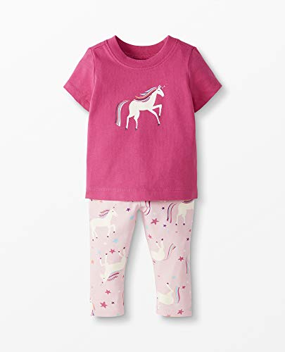 Baby Girl's 2 Piece Legging Set Pants, Dark Pink, 6-12 mos