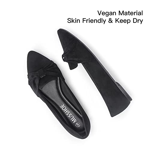 Flat Shoes Women Pointed Toe Comfortable Slip on Women's Flats Shoes, Black Knot 9