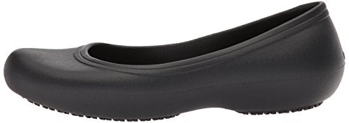 Crocs Women's At Work Ballet Flats| Slip Resistant Work Shoes, Black, 8 Women