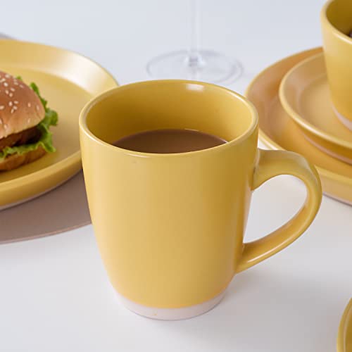 Stone Lain Jules Stoneware 32-piece Round Dinnerware Set, Yellow