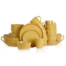Stone Lain Jules Stoneware 32-piece Round Dinnerware Set, Yellow