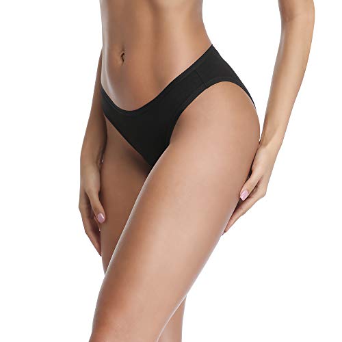 7 Pack Large Women's Underwear Comfort Breathable Black Bikini Panties