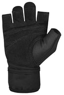 Pro Wristwrap Weightlifting Gloves, Large, Black