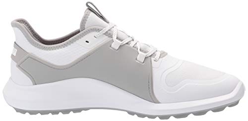 PUMA Men's Ignite Fasten8 Golf Shoe, White Silver-High Rise, 11.5