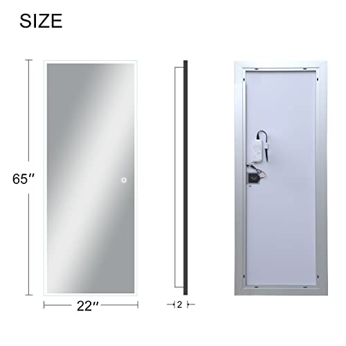 65''x22'' LED Mirror Bathroom Vanity Mirrors, Wall Mounted Anti-Fog Dimmable