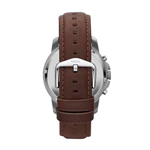 Quartz Stainless Steel and Leather Chronograph Watch, Color: Silver, Brown