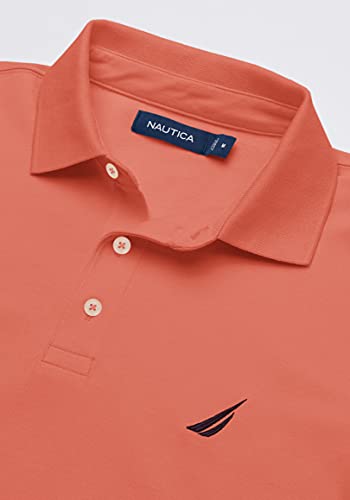 Men's Short Sleeve Solid Stretch Cotton Pique Polo Shirt, Pale Coral