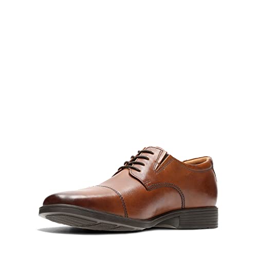 Clarks Men's Tilden Cap Oxford Shoe Dark Tan Leather 9.5 M