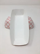 7 Inch Paper Hot Dog Tray in Red White Pattern. Pack of 100. Disposable, Made in USA