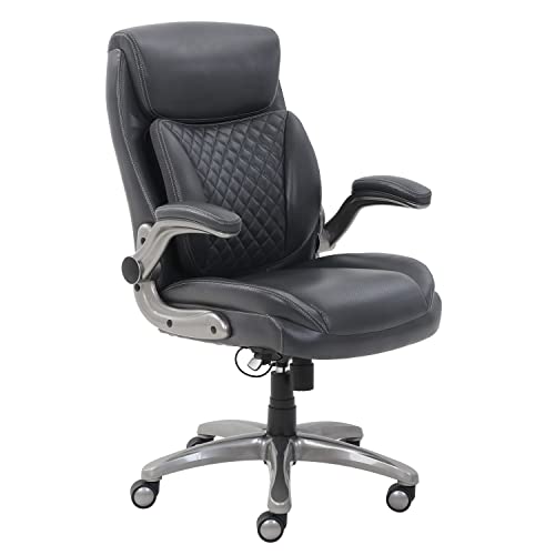 Ergonomic Executive Office Desk Chair with Flip-up Armrests - Adjustable Height