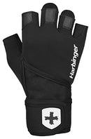 Pro Wristwrap Weightlifting Gloves, Large, Black