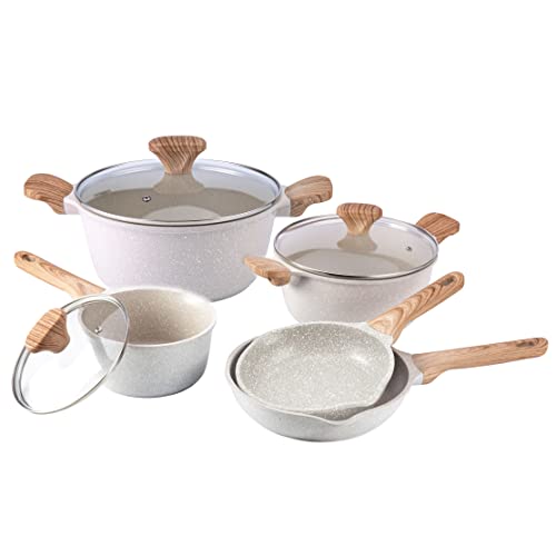 Nonstick Cookware Sets - 8 Piece High Quality Nonstick Cast Aluminum Pots and Pans