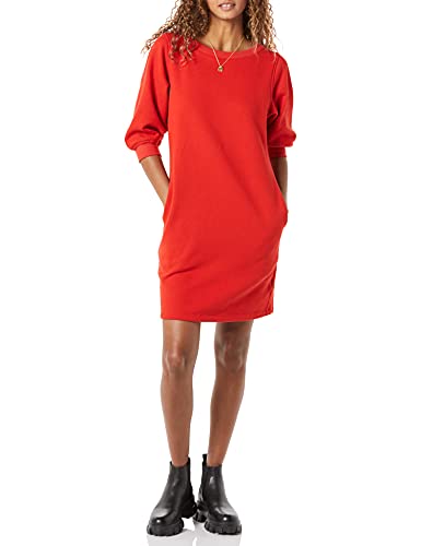 Women's French Terry Blouson Sleeve Crewneck Sweatshirt Dress (Available in Plus Size