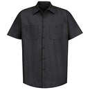 Men's Tall Industrial Work Shirt, Regular Fit, Short Sleeve, Black, 3X-Large