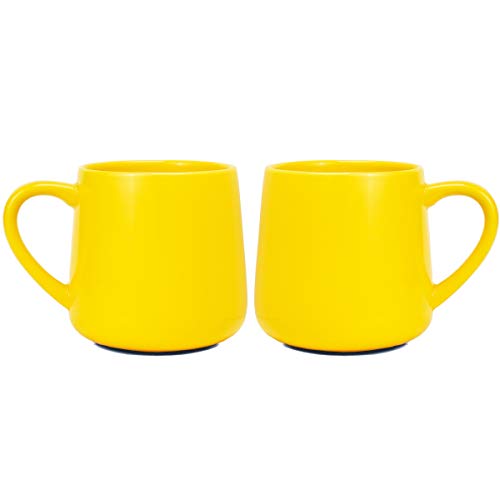 Glossy Ceramic Coffee Mug, Tea Cup for Office and Home, 18 oz (Yellow, 2)