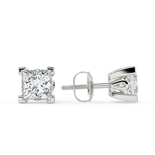 Certified 2.0 Cttw Near Colorless Square Princess Diamond Earrings