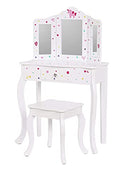 Pretend Play Kids Vanity Table and Chair Vanity Set with Mirror Makeup Dressing Table