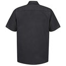 Men's Tall Industrial Work Shirt, Regular Fit, Short Sleeve, Black, 3X-Large