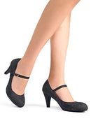 Heels for Women - Round Toe Scalloped Edge Retro Mary Jane Pumps
