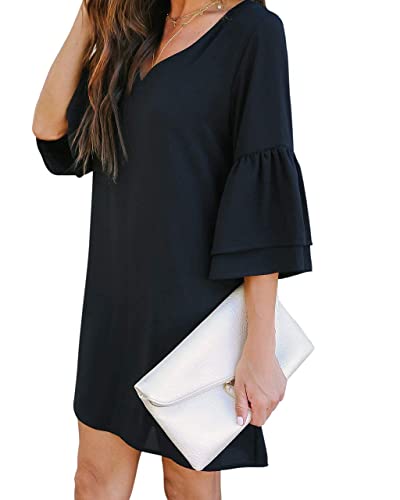 Women's Dress Sweet & Cute V-Neck Bell Sleeve Shift Dress