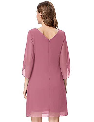 Women 3/4 Sleeve Loose Chiffon Tunic Dress Shift Dress