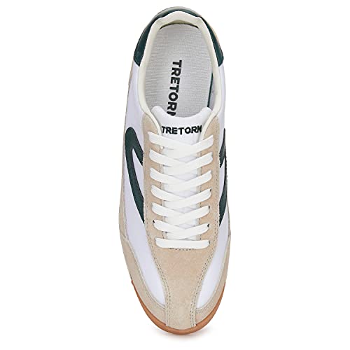 TRETORN Women's Rawlins Casual Lace-Up Sneakers, White/Green, 7