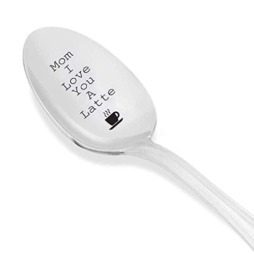 Mom I love you a latte with"cup" sign engraved on spoon - gifts for mom