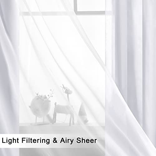 Greyish White Blackout Curtains with Sheer Overlay, Grommet Thermal Insulated