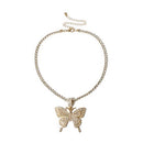 Big Butterfly Pendant Necklace Rhinestone Chain for Women Girl  Choker Necklace